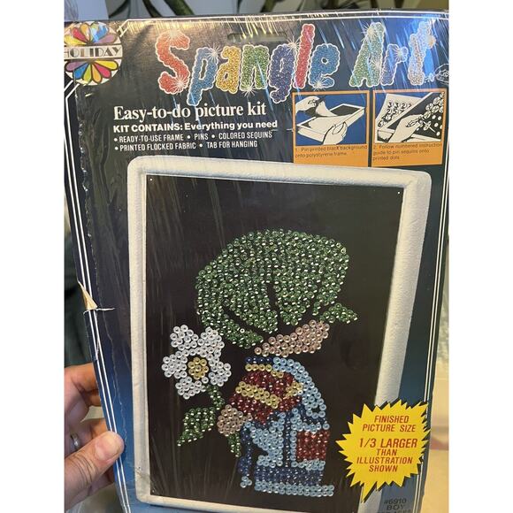 Lee Wards Holiday Spangle Art Eagle Sequin Picture Kit Vintage boy Sequin kit - Picture 3 of 5